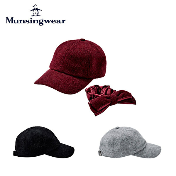 ゴルフ - ヘッドウェア Munsingwear（マンシングウェア）製品。Munsingwear シュシュ付き ウールキャップ 23FW MGCWJC01W