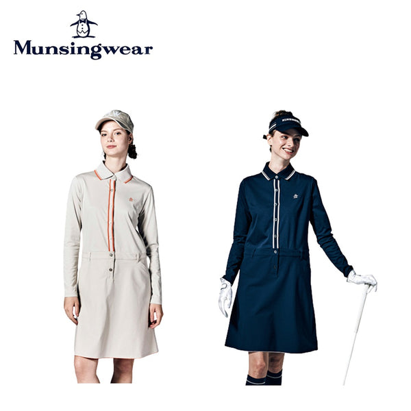 Munsingwear（マンシングウェア） Munsingwear（マンシングウェア）製品。Munsingwear STANDARD COLLECTION 編み立てリブ衿長袖ハイブリッドワンピース 23FW MGWWJJ01