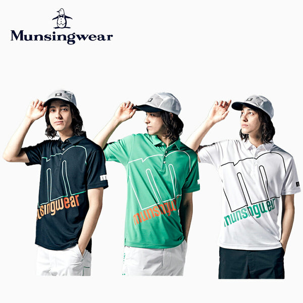 Munsingwear（マンシングウェア） Munsingwear（マンシングウェア）製品。Munsingwear マンシングウェア メンズ ゴルフウェア シャツ ENVOY エンボイ 接触涼感ハイグラ鹿の子ビックモチーフテーラーカラーシャツ MEMVJA10 23SS 春夏 