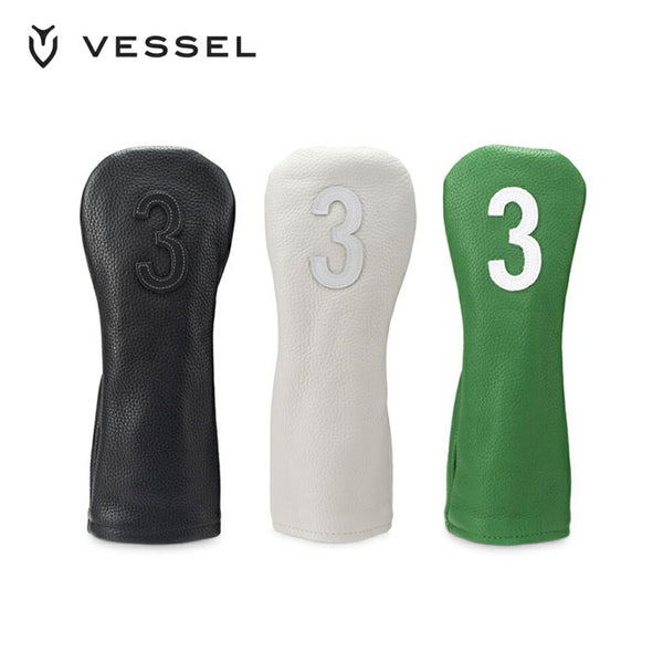 VESSEL（ベゼル） VESSEL（ベゼル）製品。VESSEL ベゼル ゴルフ アクセサリー ヘッドカバー Leather Head Cover レザーヘッドカバー ナンバー フェアウェイウッド用 HC-1122-01 FW3 BK 22SSS 実用性 機能美 天然皮革 ブラック ホワイト グリーン